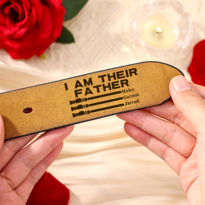 Personalized Leather Belt I Am Their Father Engraved with 1-6 Names