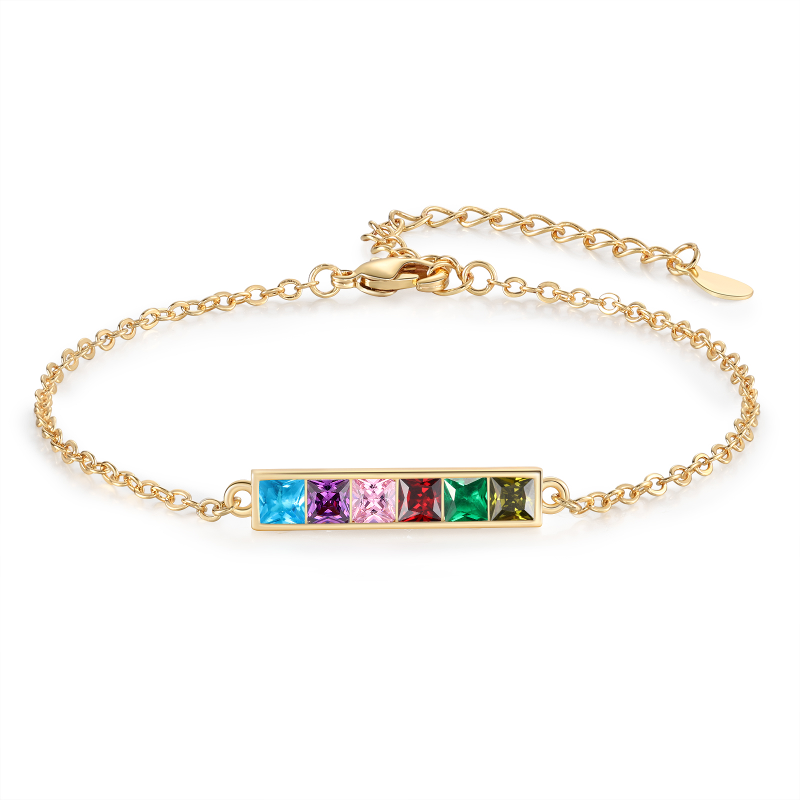 S925 Sterling Silver Family Birthstone Bracelet Customizable with 1–6 Stones Minimalist Gold Bracelet