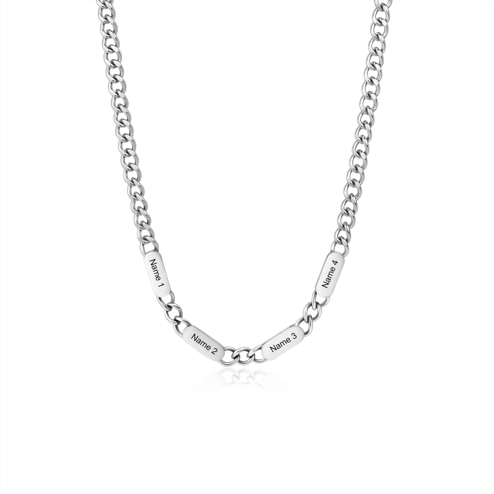 Personalized Men’s Stainless Steel Necklace Custom With 1-6 Engraved Names Gift For Dad Husband