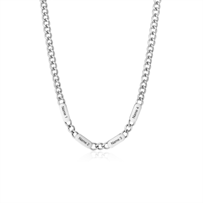 Personalized Men’s Stainless Steel Necklace Custom With 1-6 Engraved Names Gift For Dad Husband