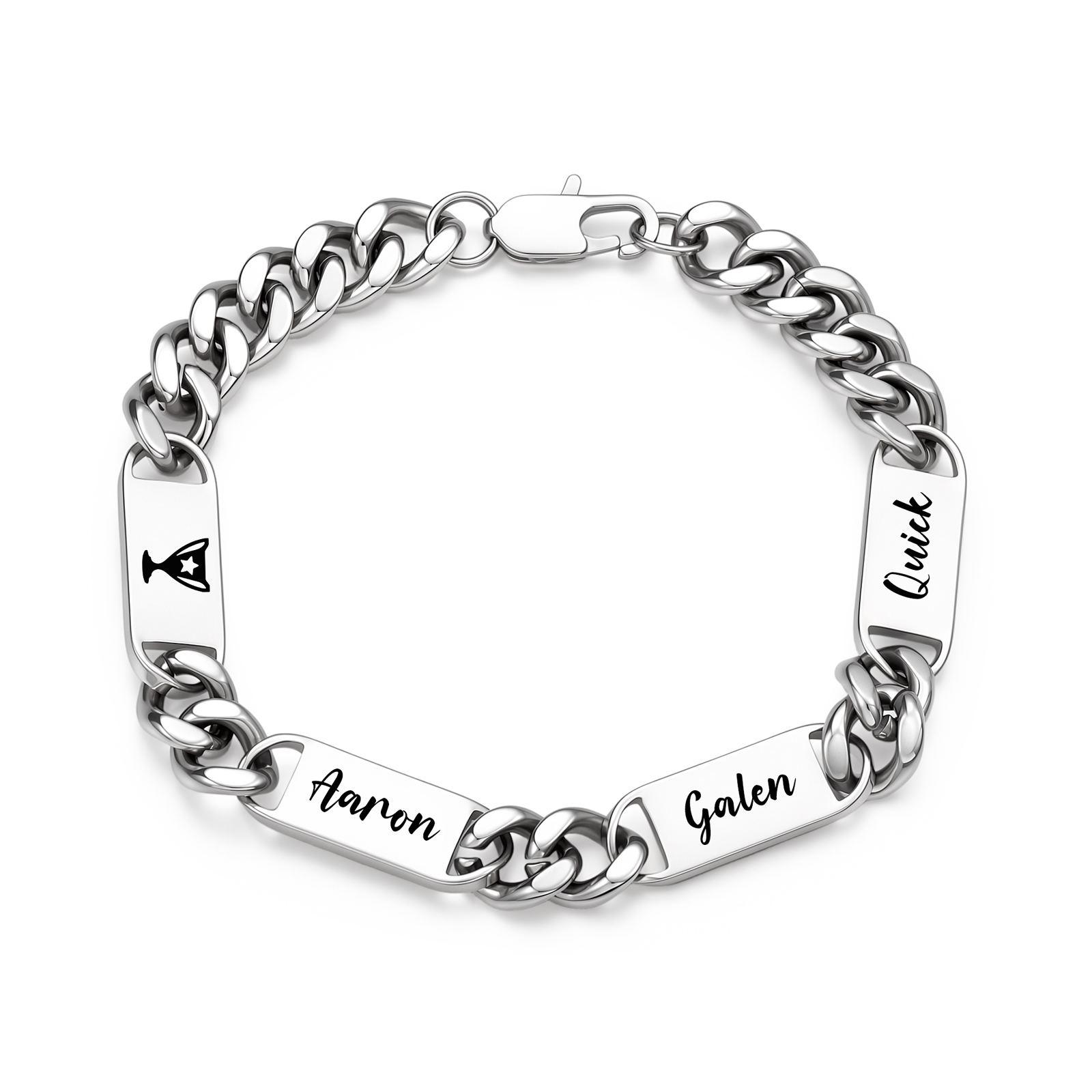 Personalized Cuban Link Bracelet For Men Customized with 2-6 Name Stainless Steel