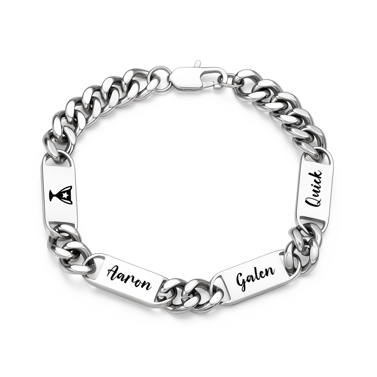 Personalized Cuban Link Bracelet For Men Customized with 2-6 Name Stainless Steel