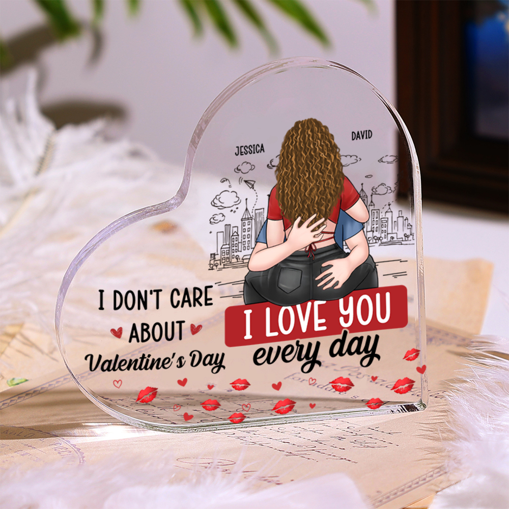 Personalized Acrylic Heart Plaque I Love You Every Day Valentine’s Day Gift for Couples