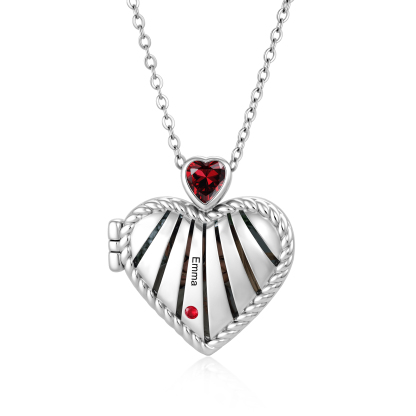 Personalized Heart Locket Birthstone Photo Necklace Custom with 1-6 Names Birthstones Mothers Day Birthday Gift for Mom Grandma | Jessemade