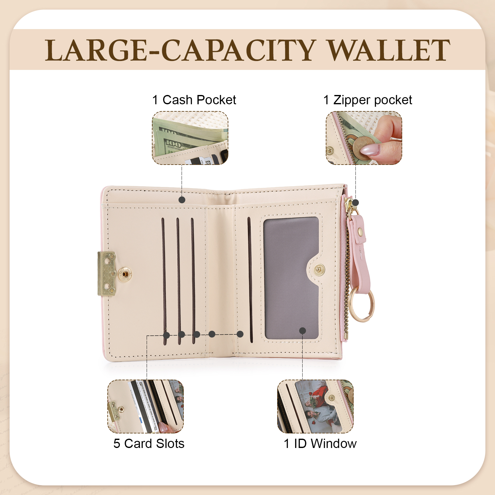 Personalized Leather Zippered Wallet Custom With Photo And Engraved Name