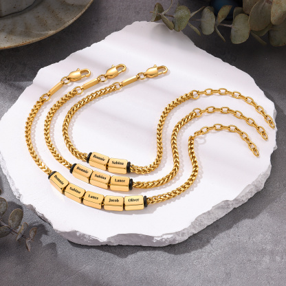 Personalized Men’s Bracelet With 2-5 Names Gold Cuban Link Bracelet Gift For Men