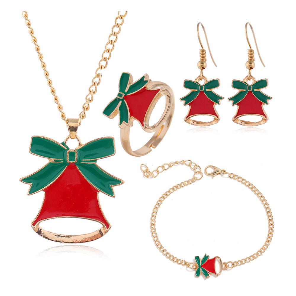 Festive Bell Necklace, Earring, Bracelet & Ring Set - Family Christmas Gift