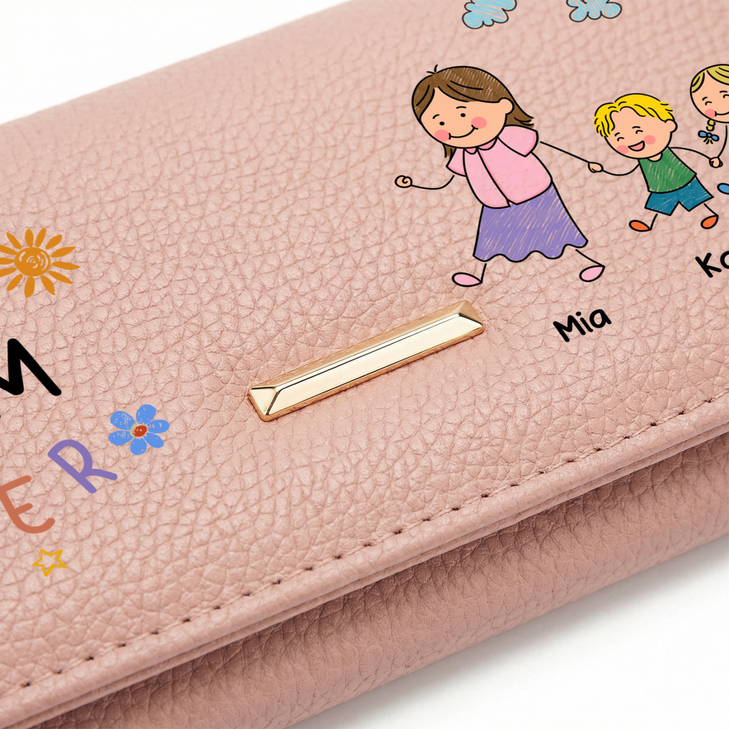 Personalized Leather Wallet Best Mom Ever Family Custom With 1-8 Names and Kids