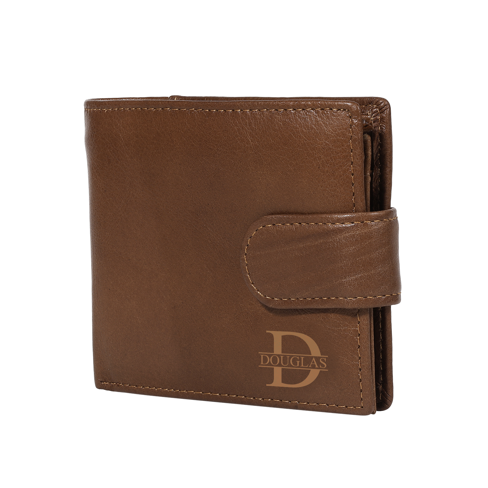 Personalized Leather RFID Blocking Bifold Wallet for Men with Snap Closure Name or Initials Engraved