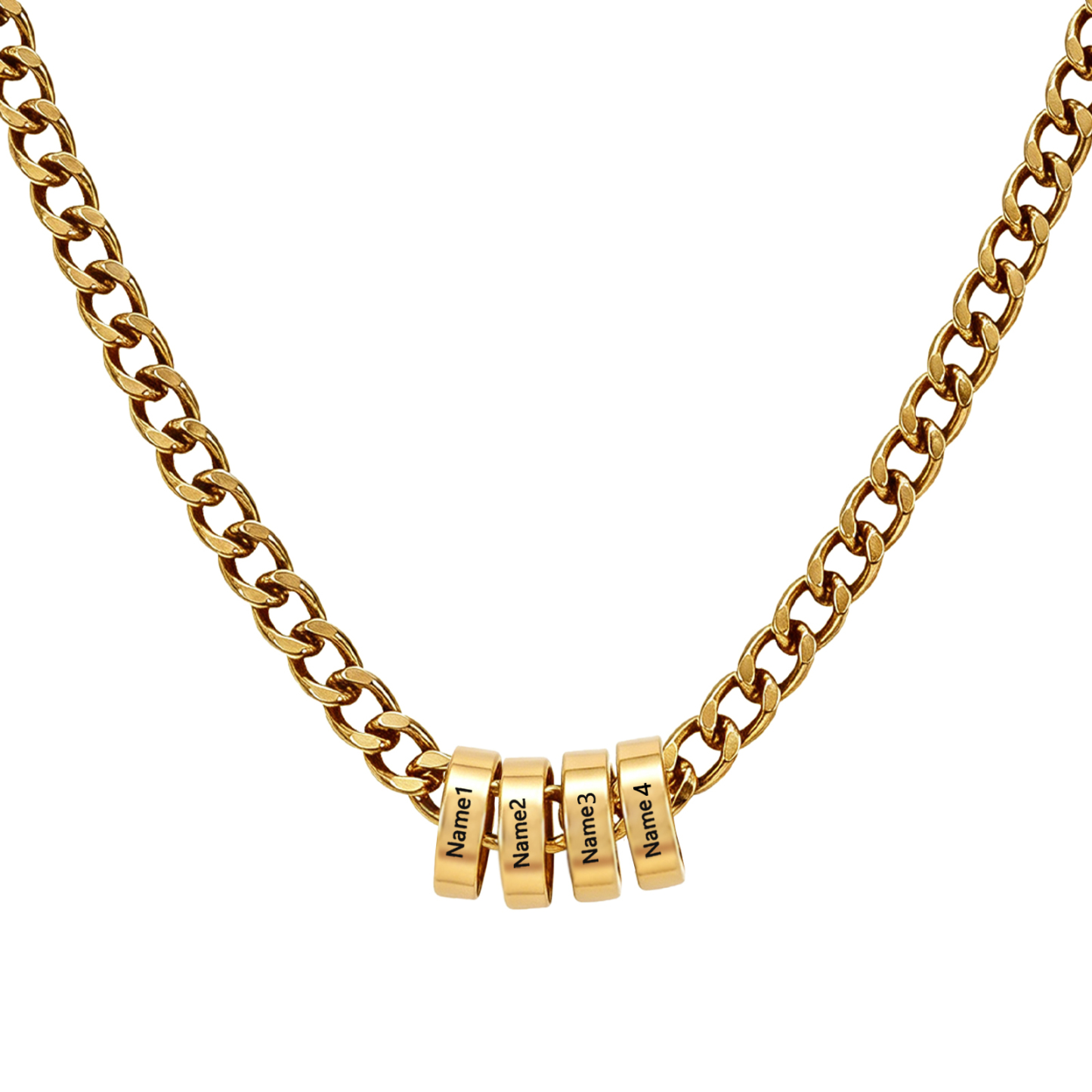 Personalized Stainless Steel Men’s Necklace Custom With 2-6 Name Beads For Men Dad Husband