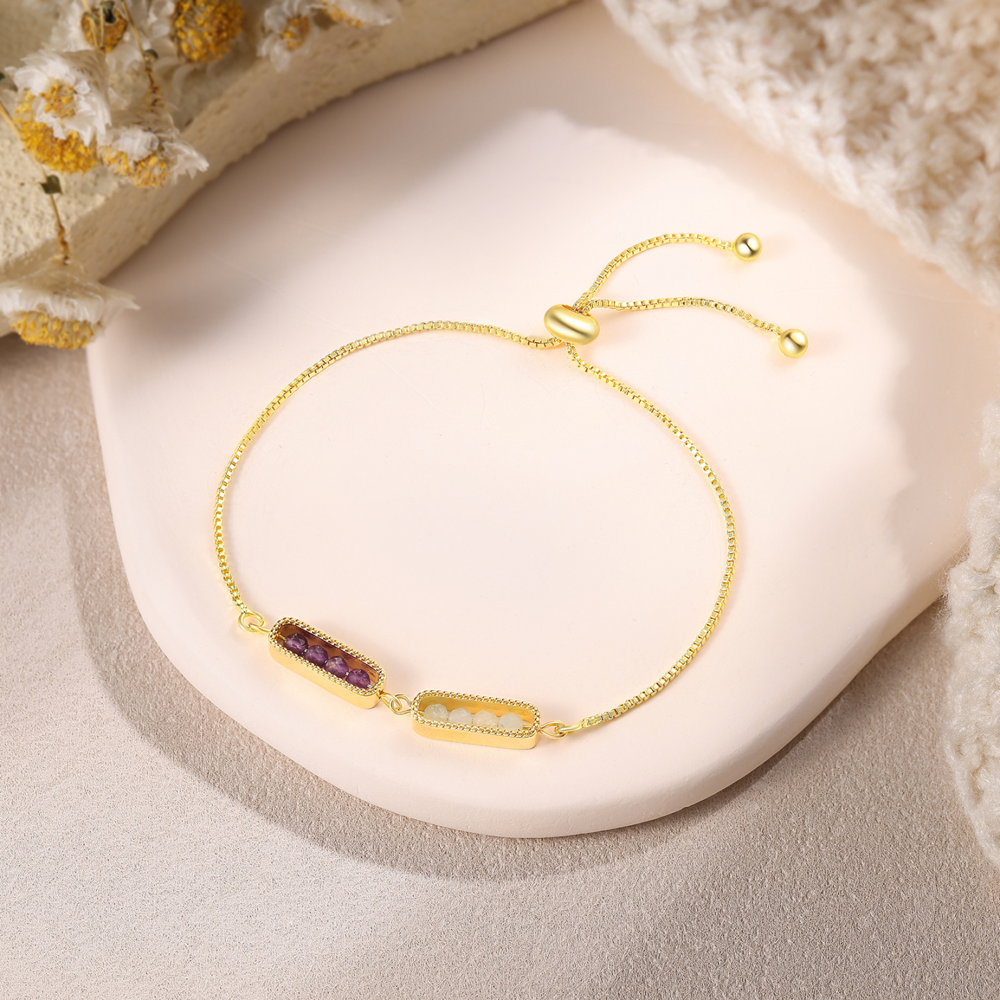 Personalized Bar Bracelet With Birthstone Adjustable Minimalist Design for Women