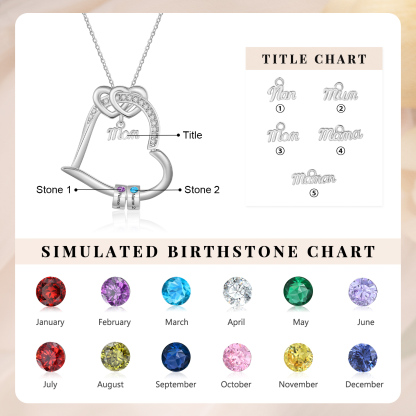 Personalized Mom Heart Necklace with 1–5 Names and Birthstones