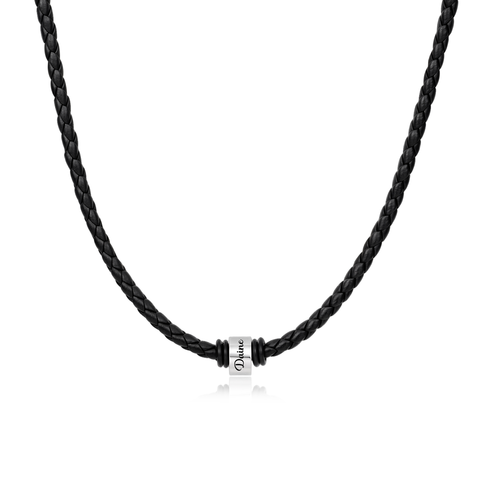 Personalized Braided Leather Necklace for Men Customized with 1–6 Names Beads Birthday/Father’s Day Gift for Husband, Dad, or Boyfriend | Jessemade