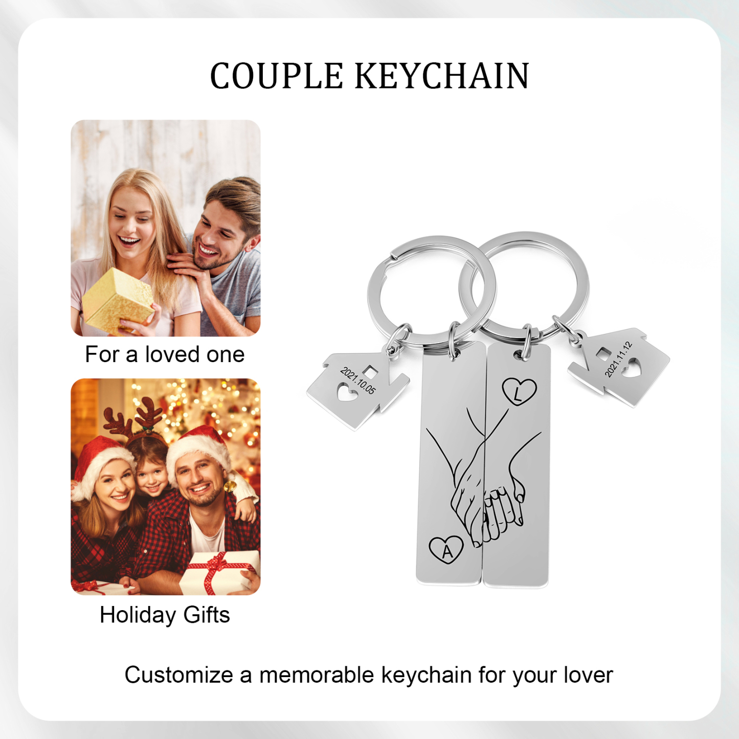 Personalized Fridge Magnet & Keyring Set - Customized with Photos, Dates, Letters & Songs - Valentine's Day Gift for Him | Jessemade