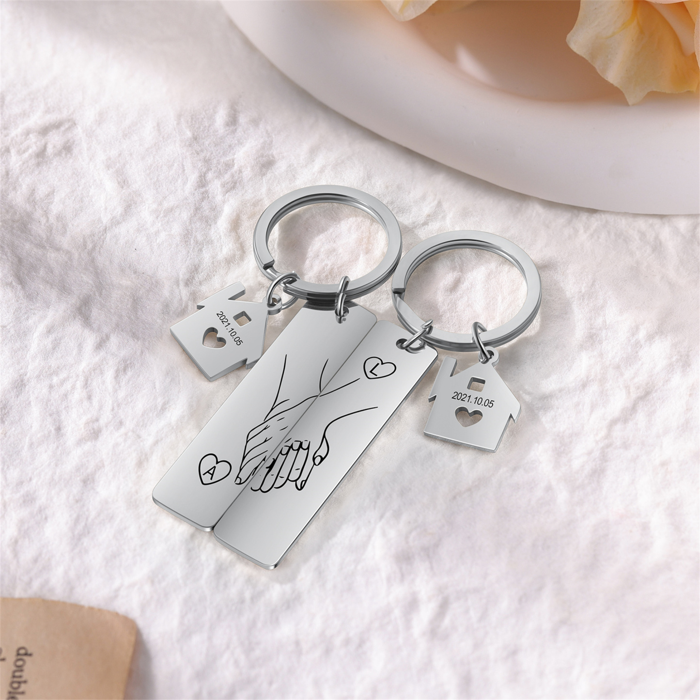 Personalized Fridge Magnet & Keyring Set - Customized with Photos, Dates, Letters & Songs - Valentine's Day Gift for Him | Jessemade