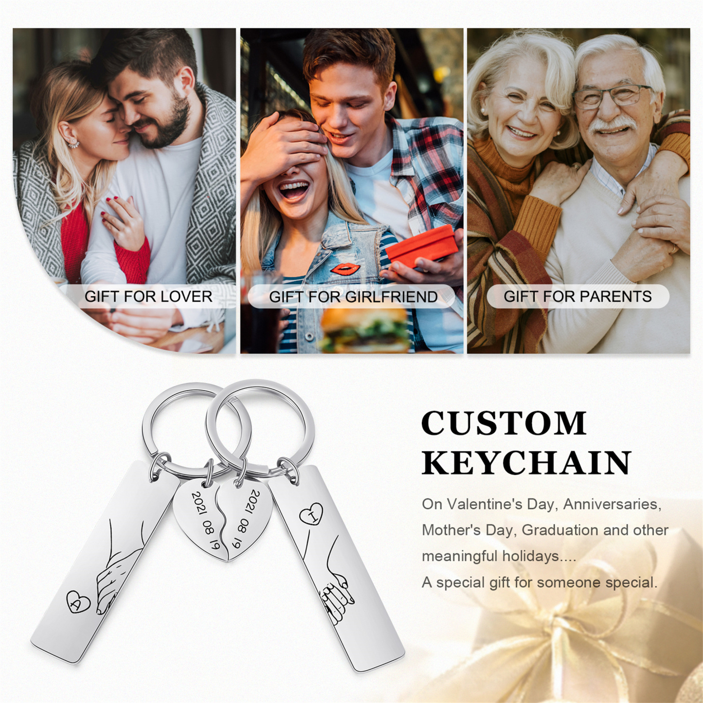 Personalized Fridge Magnet & Keyring Set - Customized with Photos, Dates, Letters & Songs Couple Gift- Valentine's Day Gift for Him | Jessemade