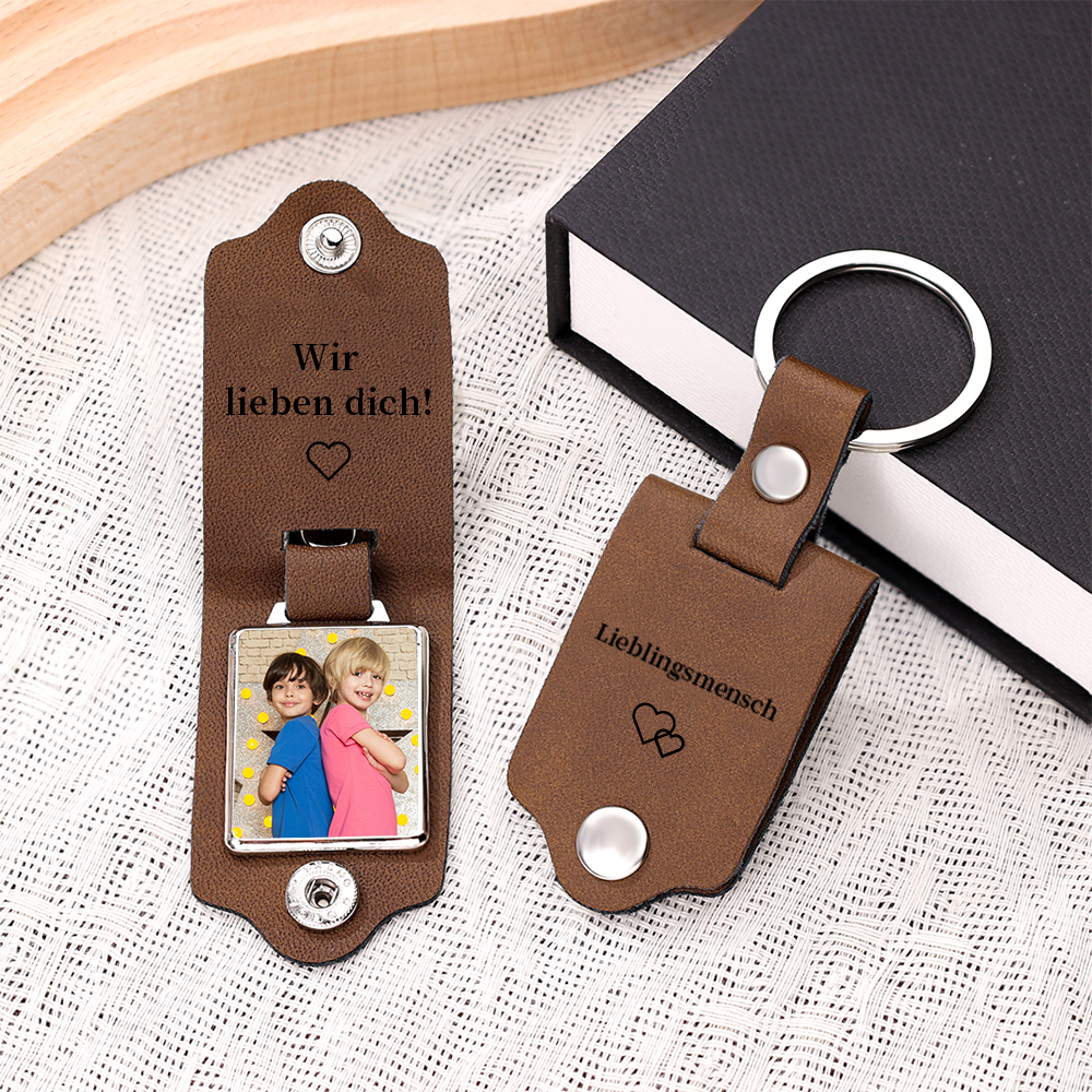 Personalised Wallet & Keyring Gift Set - Custom Photo Wallet & Leather Keyring Ideal Gift for Dad | Jessemade