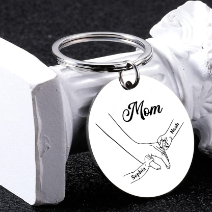 2 Name Personalized Pendant Keychain with Set Gift Box, Engraved with 