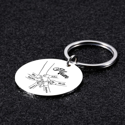 6 Names Personalized Charm Keychain Mom Hooking Engrave Text Special Gift For Mother