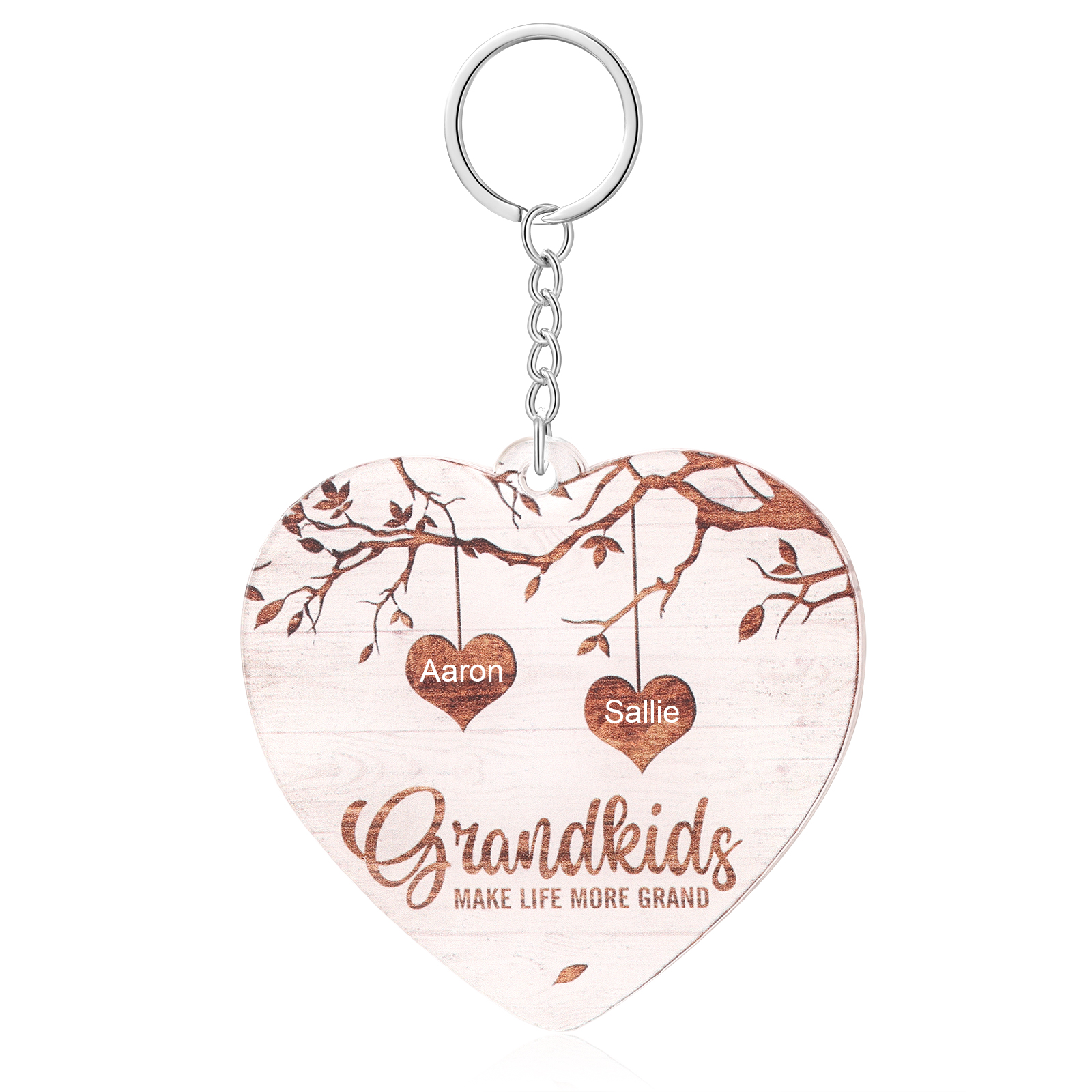 2 Names-Personalised Keychain Custom 2 Names and 1 Text Holding Hands Keychain for Nan