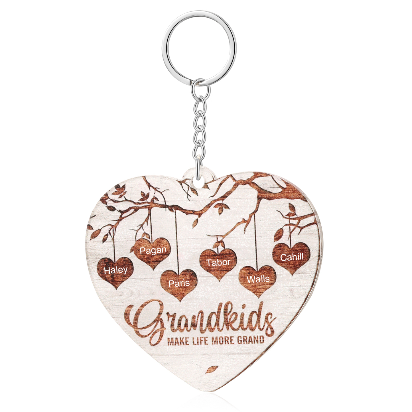 6 Names - Personalized Keychain Custom 6 Names Family Tree Keychain for Nan