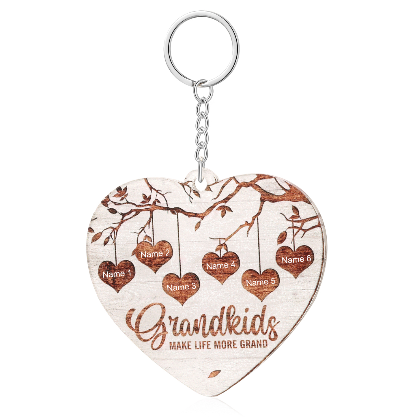 6 Names - Personalized Keychain Custom 6 Names Family Tree Keychain for Nan