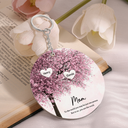 2 Names-Personalized Tree Of Life Customized 2 Names and 2 Text Keychain Family Tree Keychain for Mom