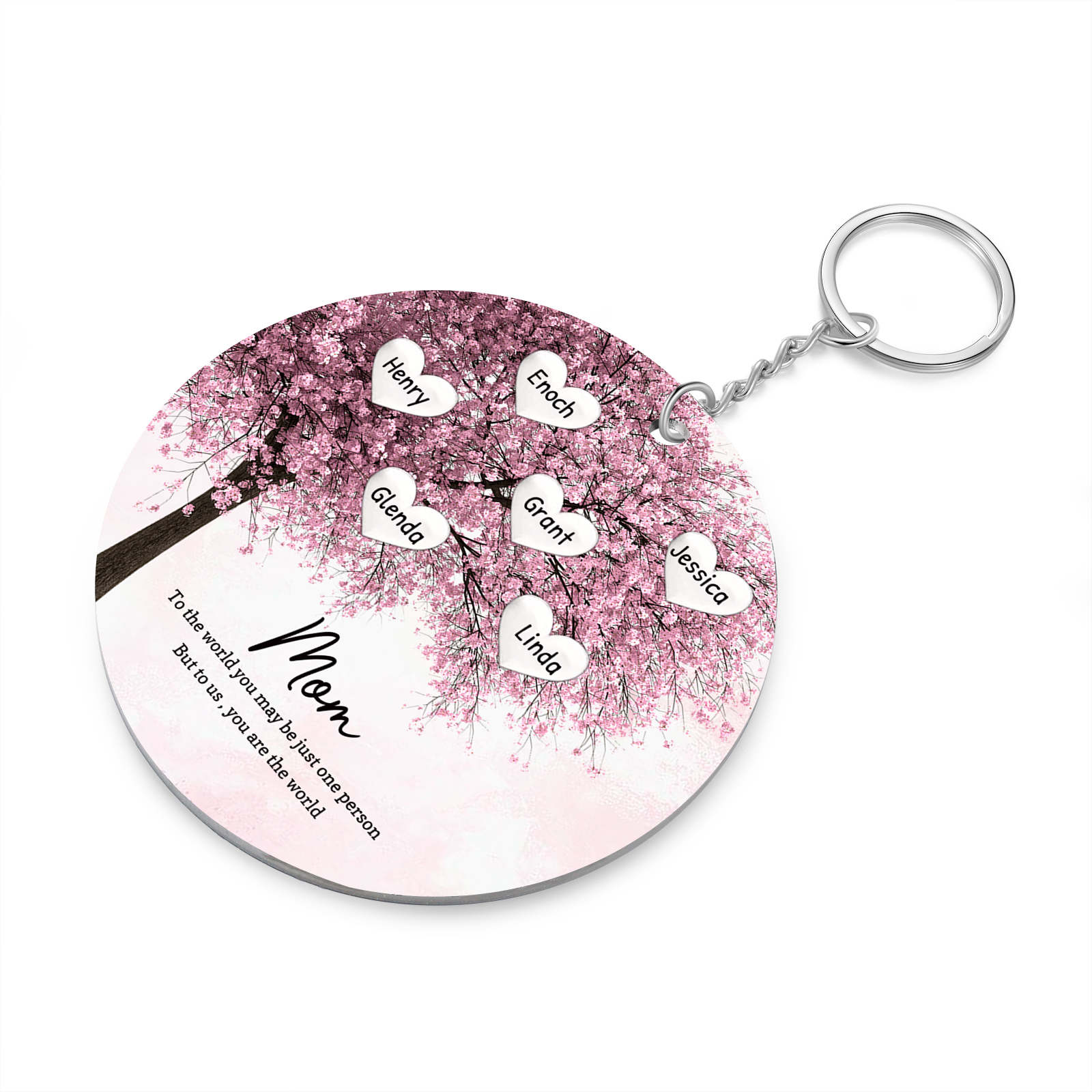 6 Names-Personalized Tree Of Life Customized 6 Names and 2 Text Keychain Family Tree Keychain for Mum