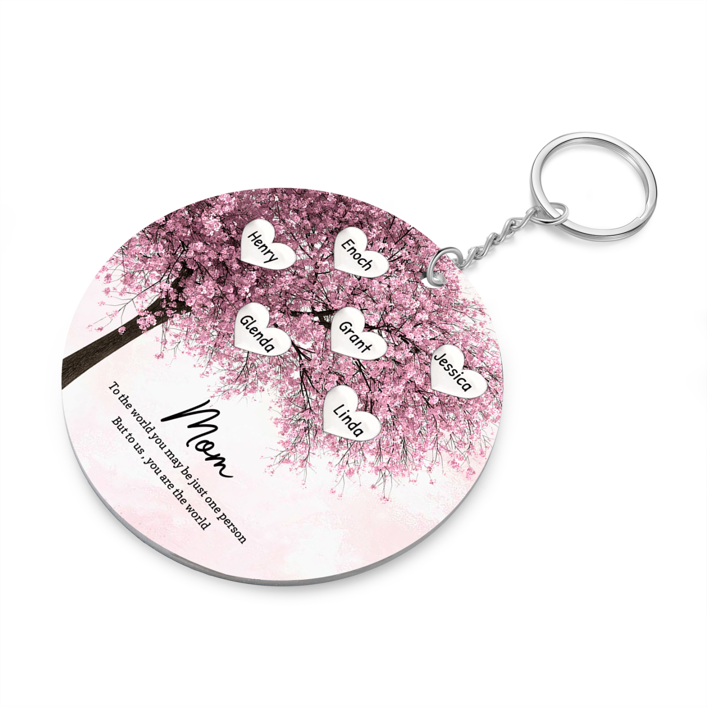 6 Names-Personalized Tree Of Life Customized 6 Names and 2 Text Keychain Family Tree Keychain for Mum