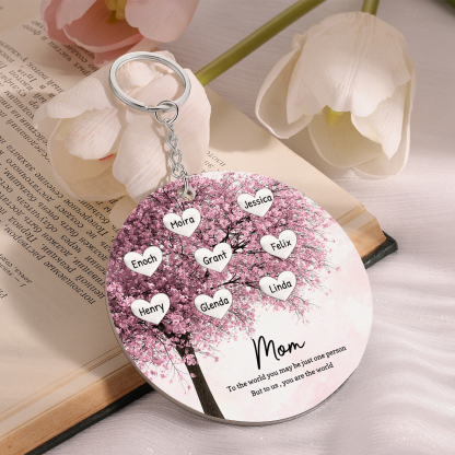 8 Names-Personalized Tree Of Life Customized 8 Names and 2 Text Keychain Family Tree Keychain for Mum