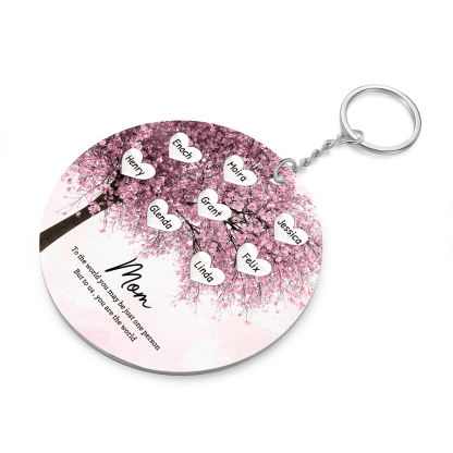 8 Names-Personalized Tree Of Life Customized 8 Names and 2 Text Keychain Family Tree Keychain for Mum
