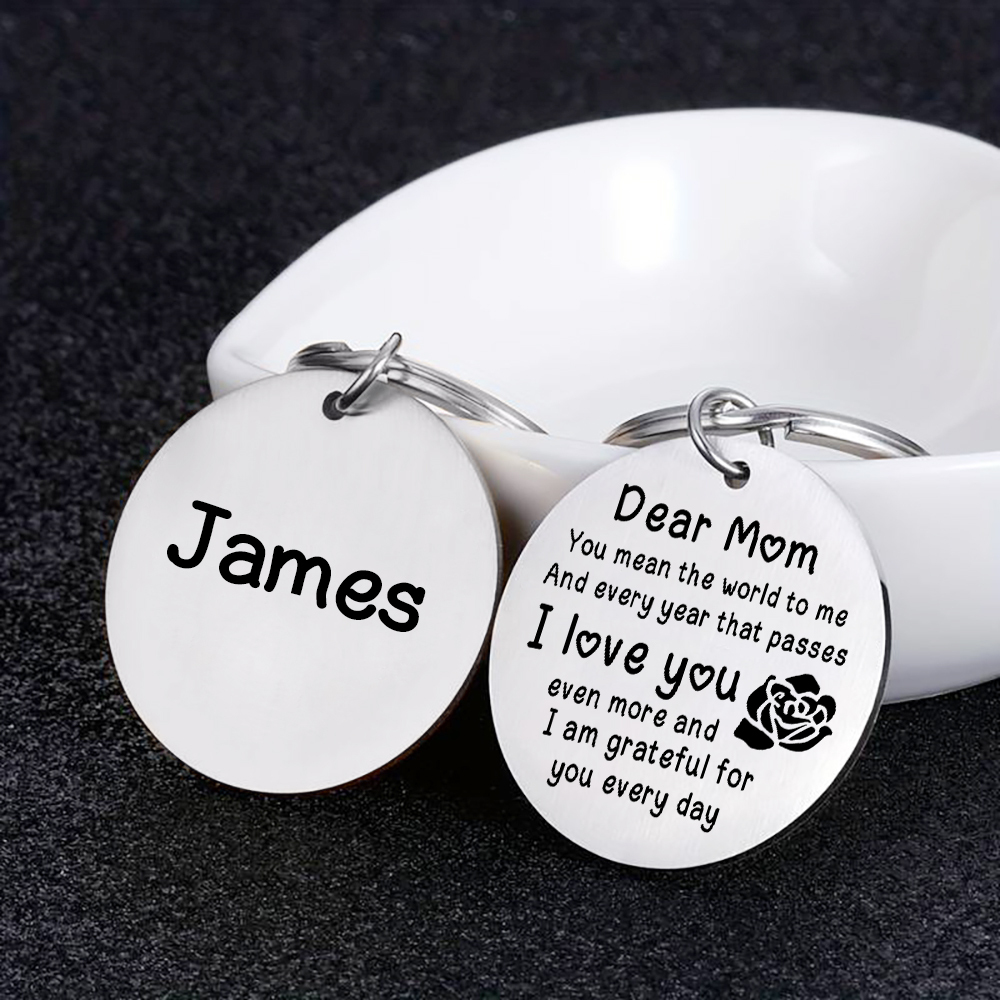 Personalized Text Pendant Keychain "Mom, I love you" Copywriting is A Special Gift For Mom