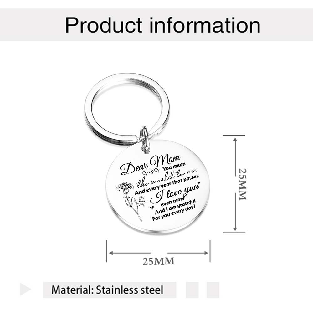 Personalized Text Pendant Keychain "Mom, I love you" Copywriting is A Special Gift For Mom