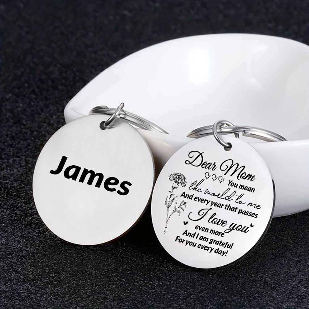 Personalized Text Pendant Keychain "Mom, I love you" Copywriting is A Special Gift For Mom