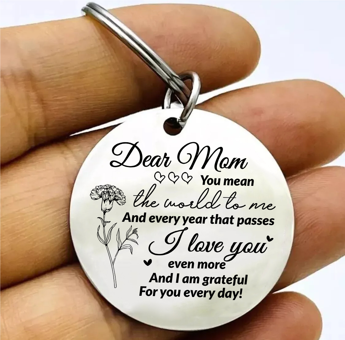 Personalized Text Pendant Keychain "Mom, I love you" Copywriting is A Special Gift For Mom