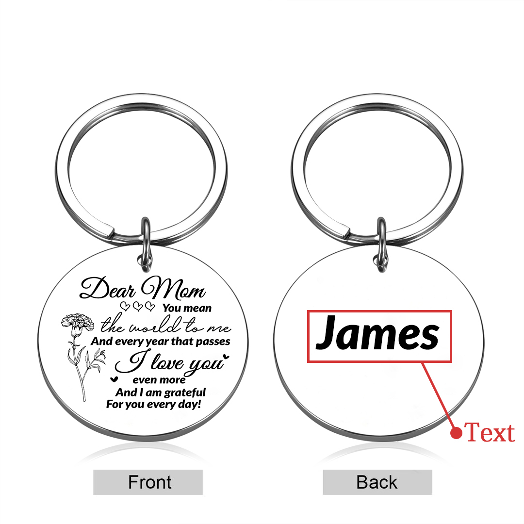 Personalized Text Pendant Keychain "Mom, I love you" Copywriting is A Special Gift For Mom
