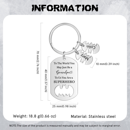 2 Names - Personalized Keychain Custom 2 Names Stainless Steel Keychain for Grandpa