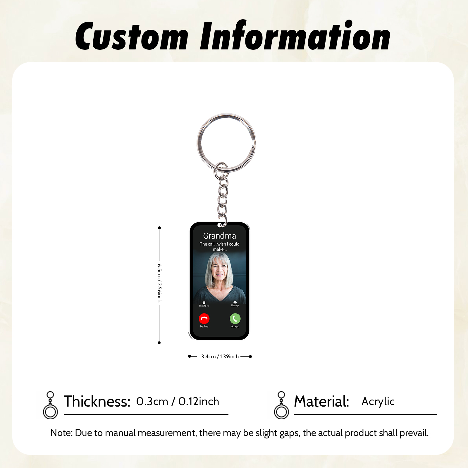 Personalised Memorial Keychain - "The Call I Wish I Could Make"