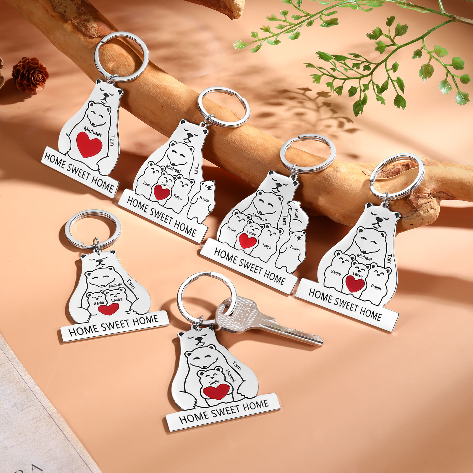 2 Names - Personalized 2 Names And 1 Text Keychain Gift For Her/Him