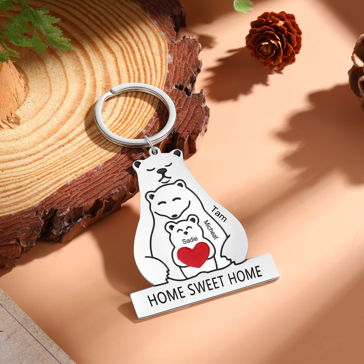 3 Names - Personalized 3 Names And 1 Text Keychain Gift For Her/Him