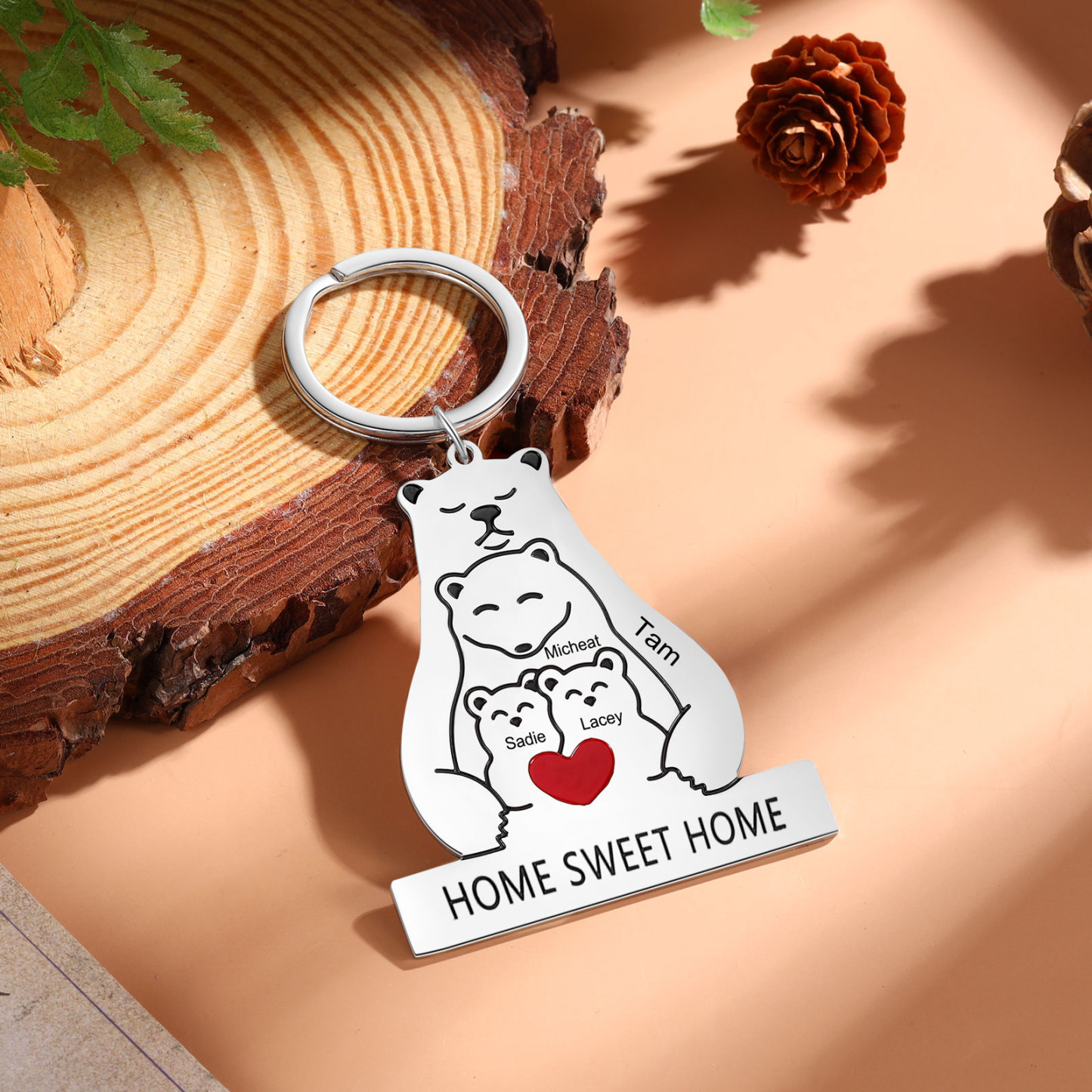 4 Names - Personalized 4 Names And 1 Text Keychain Gift For Her/Him