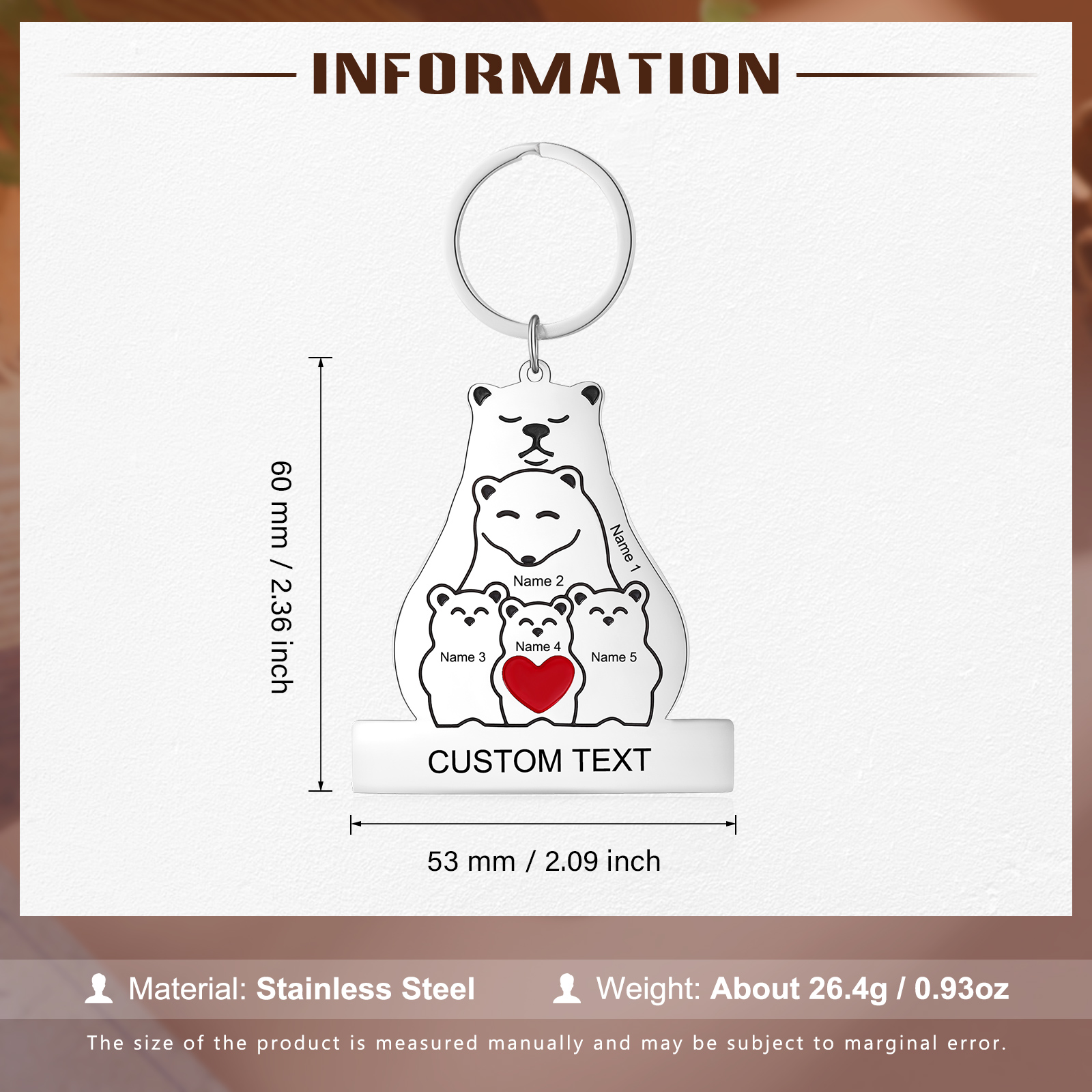 5 Names - Personalized 5 Names And 1 Text Keychain Gift For Her/Him