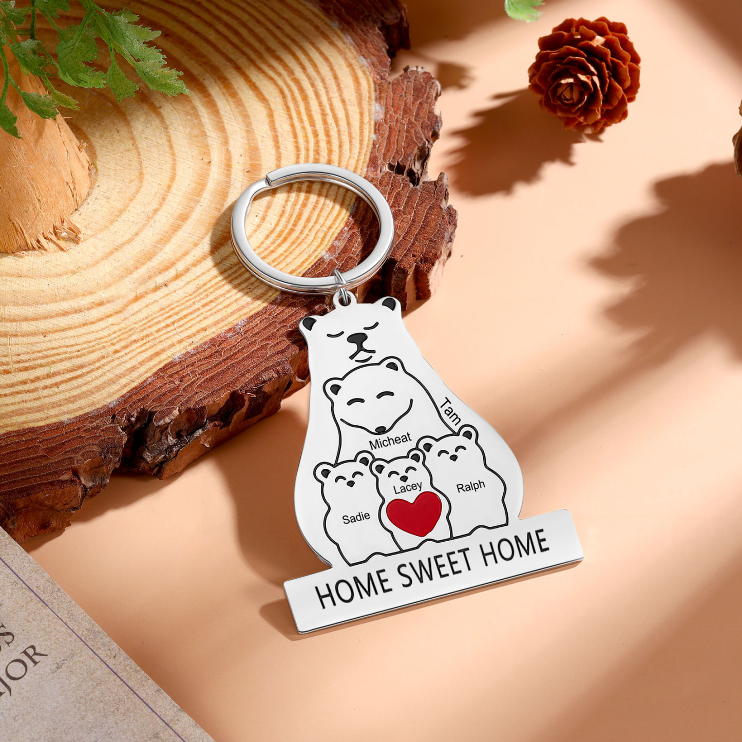 5 Names - Personalized 5 Names And 1 Text Keychain Gift For Her/Him