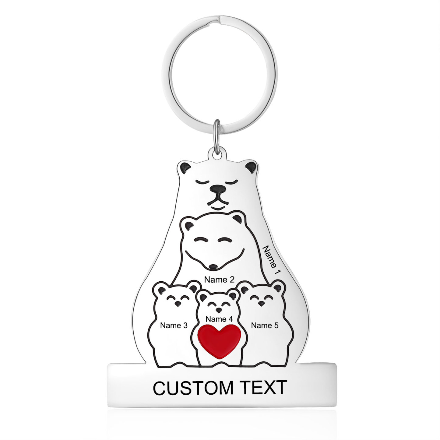 5 Names - Personalized 5 Names And 1 Text Keychain Gift For Her/Him