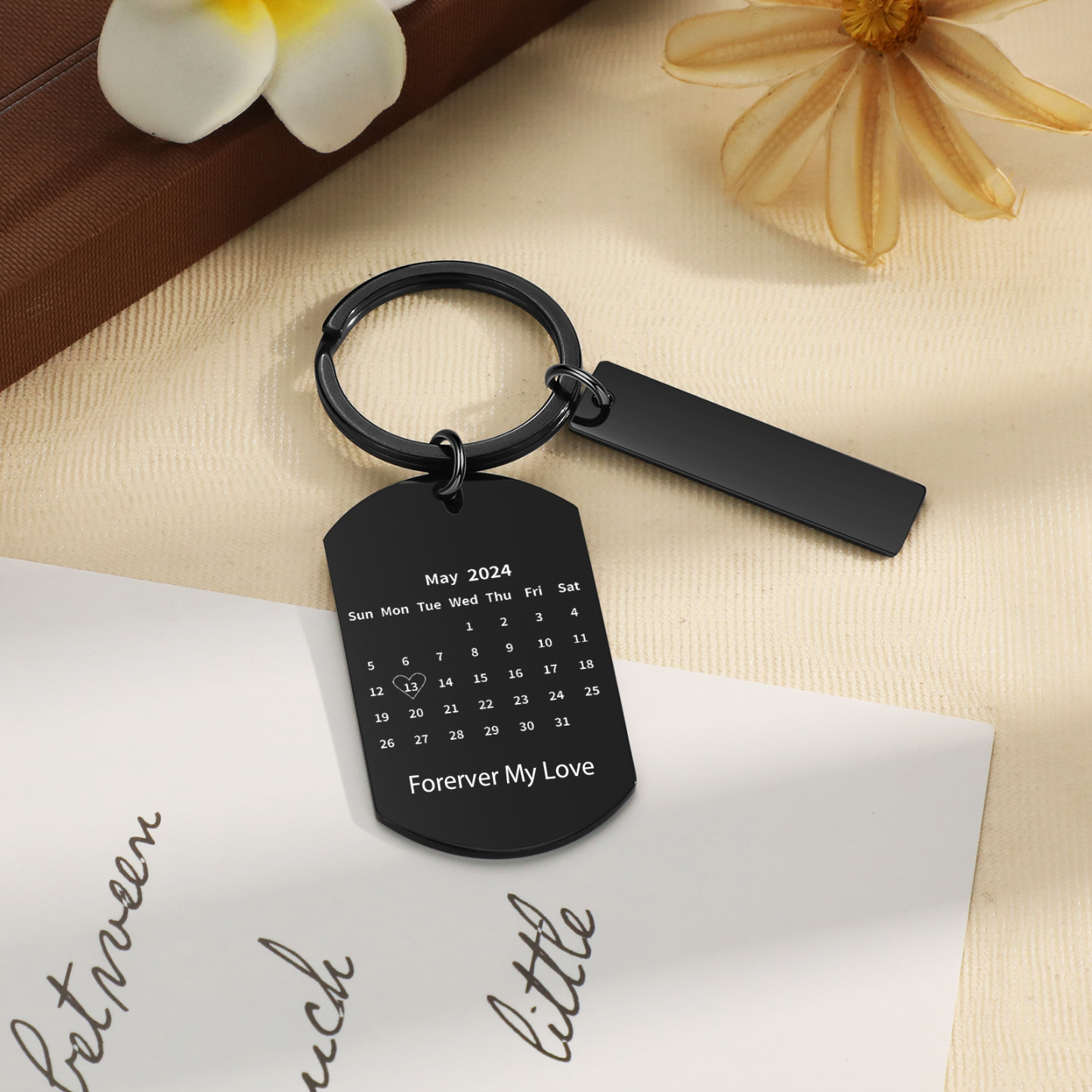 Personalised Custom Photo Keychain with Spotify Code and Calendar for Him | Jessmade