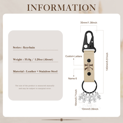 6 Names - Personalised Kids Charms Keychain Customized 6 Names & 1 Letter Leather Keychain Gift for Grandad