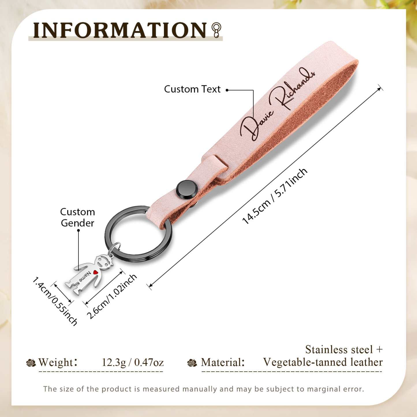 1 Name-personalized Keychain Custom 1 Doll Charm and 1 Text Keychain Gift for Nana and Mum