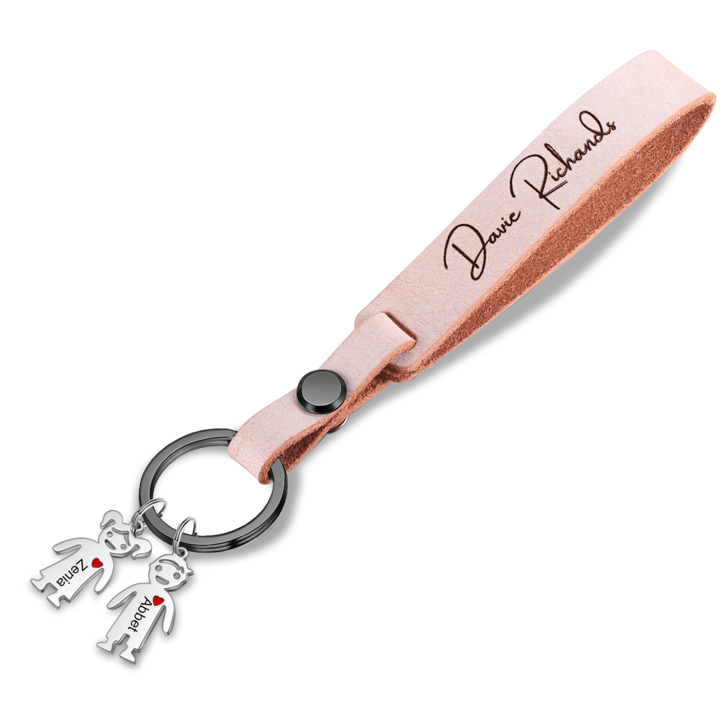 2 Names-personalized Keychain Custom 2 Doll Name and 1 Text Keychain Gift for Nana/ Mum