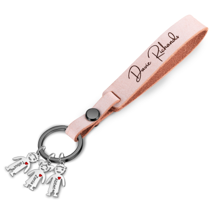 3 Names-personalized Keychain Custom 3 Doll Name and 1 Text Keychain Gift for Nana/ Mum