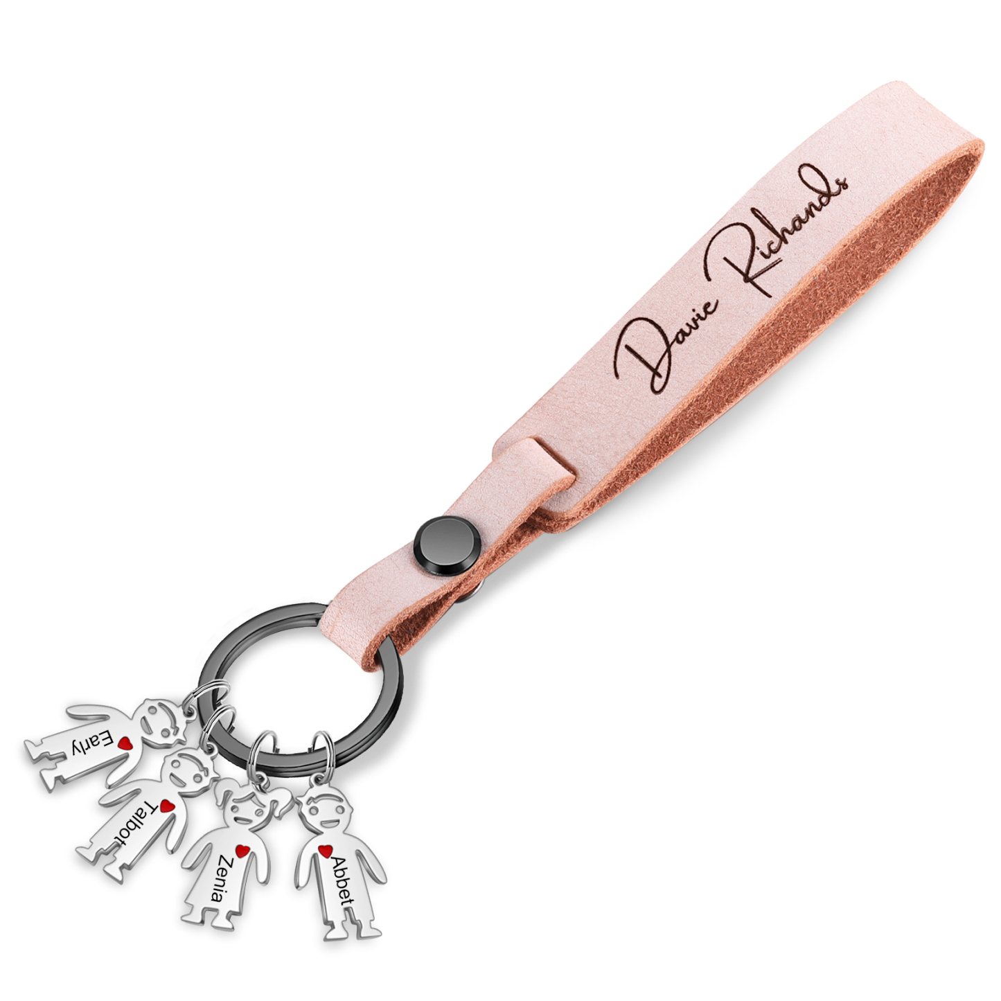 4 Names-personalized Keychain Custom 4 Doll Name and 1 Text Keychain Gift for Nana/ Mum